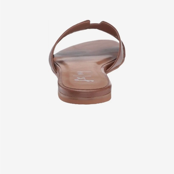 NWT French Sole Alibi Cognac Brown Leather with White Stitching Slide Sandals - Picture 5 of 12